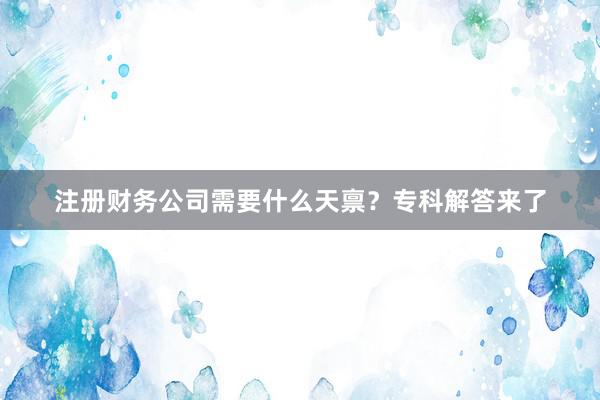 注册财务公司需要什么天禀？专科解答来了